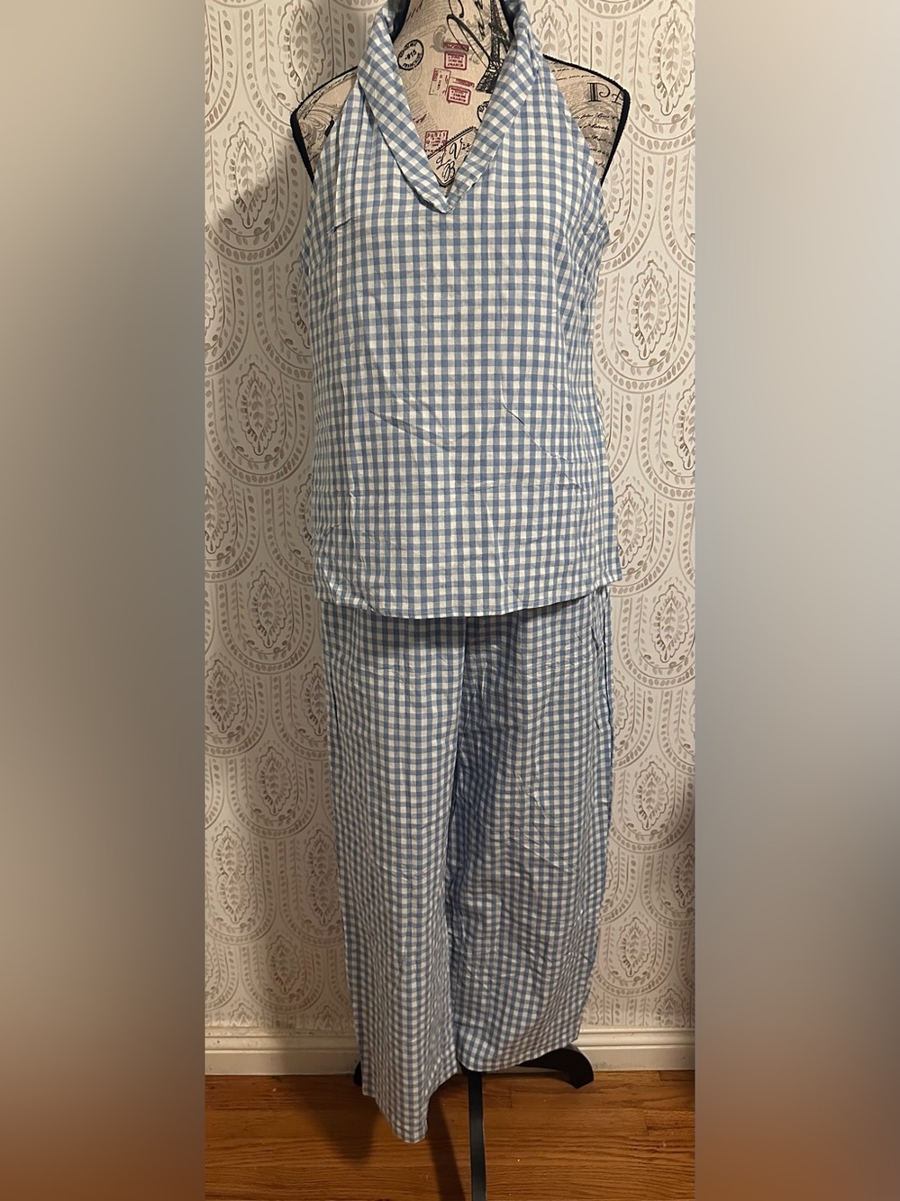 Blue Gingham Set - Sleeveless Top & Pants